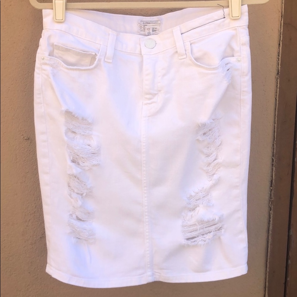 Current/Elliott Pencil Skirt in White Denim